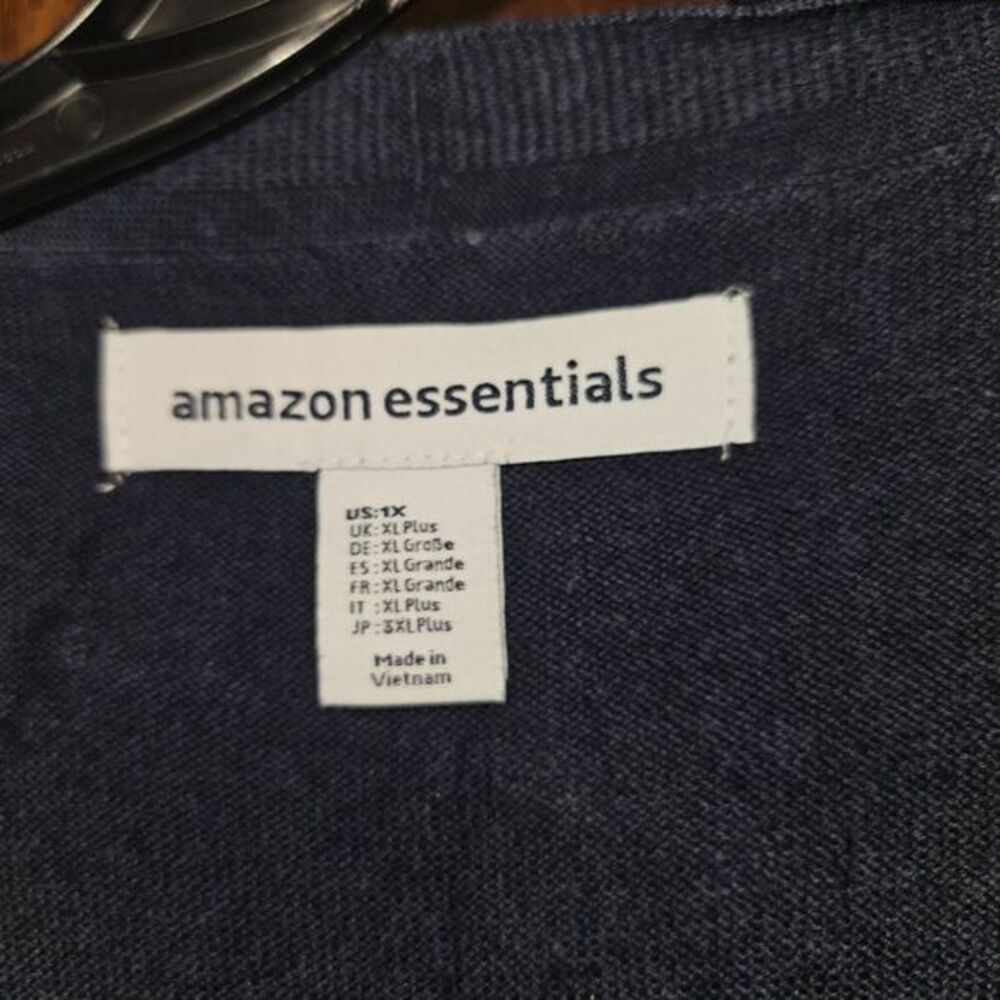 Amazon Essentials Women 1X Navy Blue Duster Cardigan Sweater Longline Open Front - Picture 5 of 5